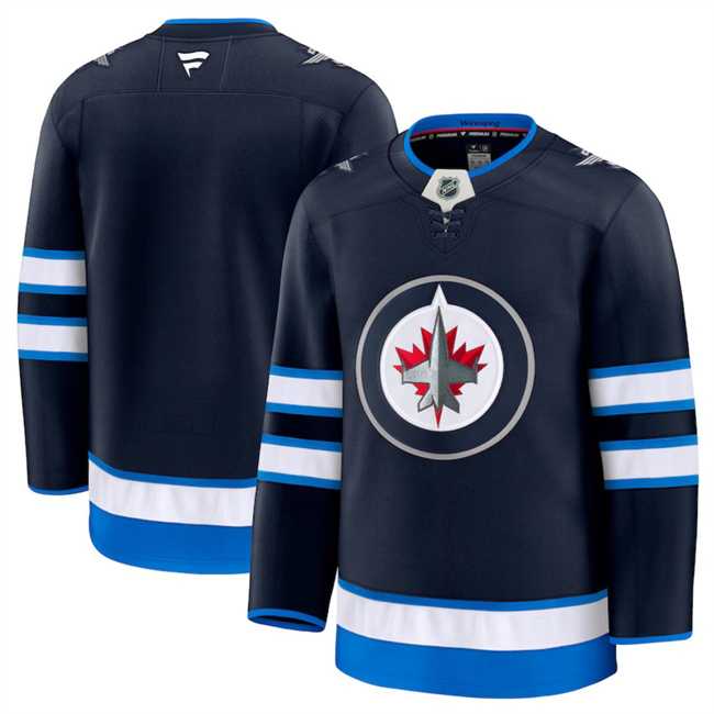 Mens Winnipeg Jets Custom Navy 2024-25 Home Stitched Hockey Jersey